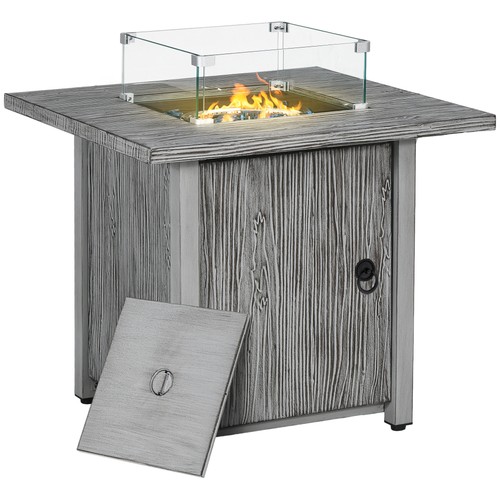 Square gas fire pit table - gas,