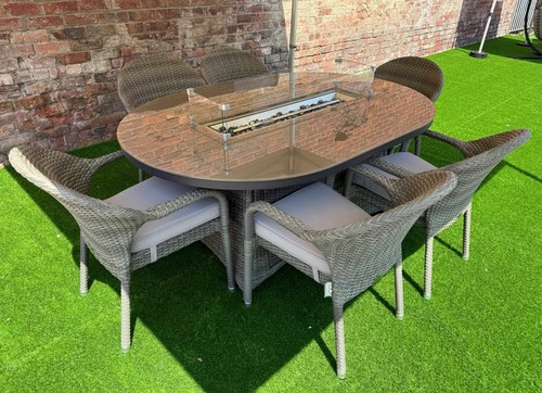 Grey rattan gas - grey, table