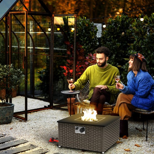 Rattan gas fire pit - gas,