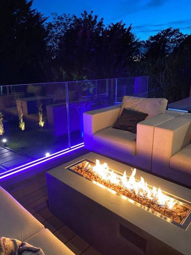 Concrete gas fire pit table - concrete,