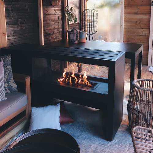 Black gas fire pit table - gas,