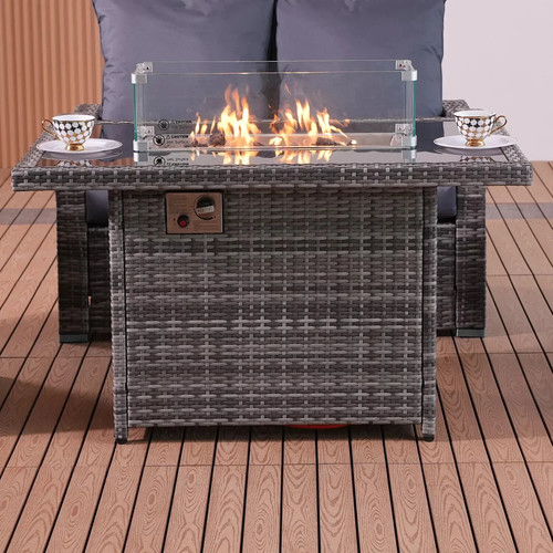 Rattan gas fire - pit, +