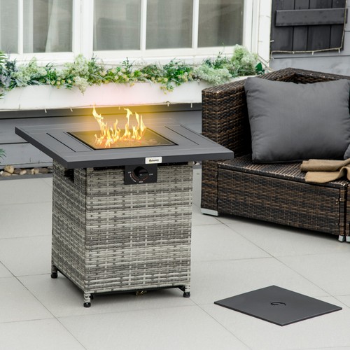 Outdoor rattan gas fire pit - gas,