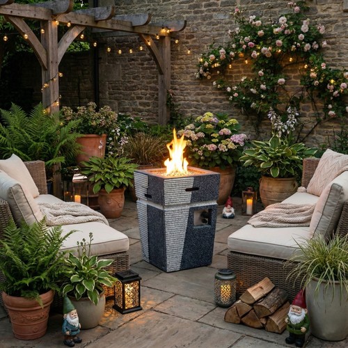 Modern outdoor gas firepit - outdoor,