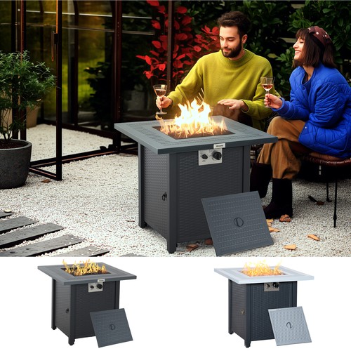 Square propane fire pit - fire, table