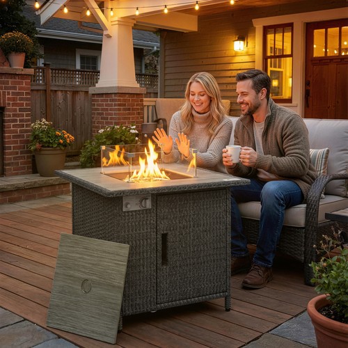 Rattan gas fire pit - rattan,