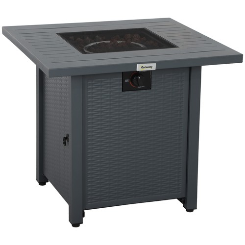 Square gas fire pit - fire, table
